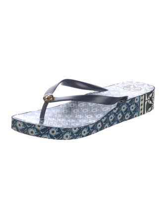 Tory Burch Rubber Floral Print Flip Flops
