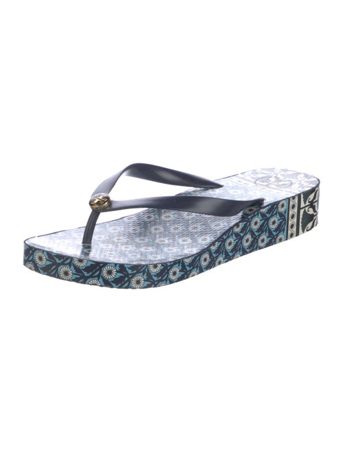 Tory Burch Rubber Floral Print Flip Flops
