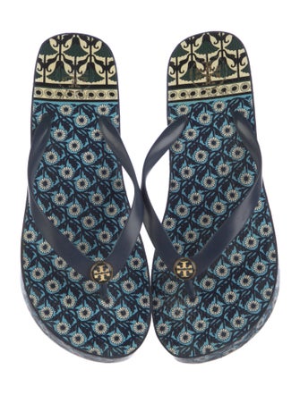 Tory Burch Rubber Floral Print Flip Flops