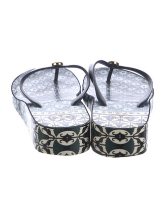 Tory Burch Rubber Floral Print Flip Flops