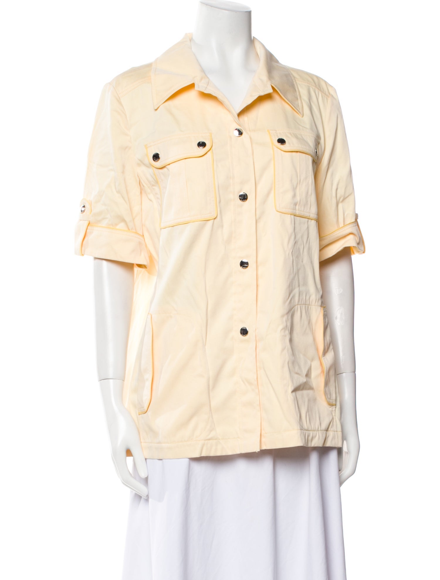 Tory Burch Short Sleeve Button-Up Top