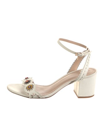 Tory Burch Leather Lasercut Accents Slingback Sandals