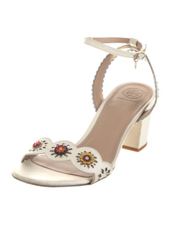 Tory Burch Leather Lasercut Accents Slingback Sandals