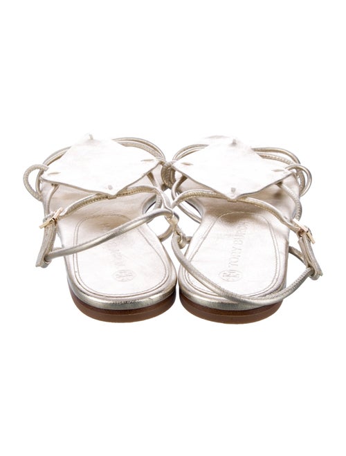 Tory Burch Leather Leather Trim Embellishment T-Strap Sandals