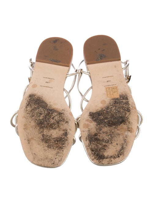 Tory Burch Leather Leather Trim Embellishment T-Strap Sandals