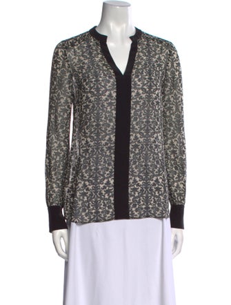 Tory Burch Printed V-Neck Button-Up Top