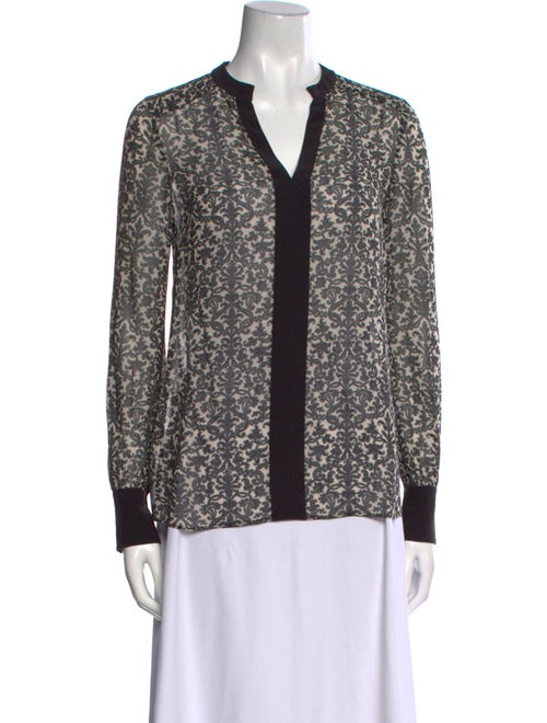 Tory Burch Printed V-Neck Button-Up Top