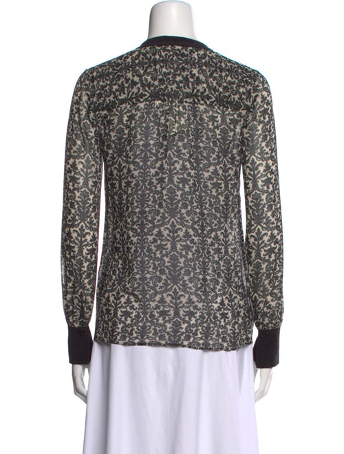 Tory Burch Printed V-Neck Button-Up Top