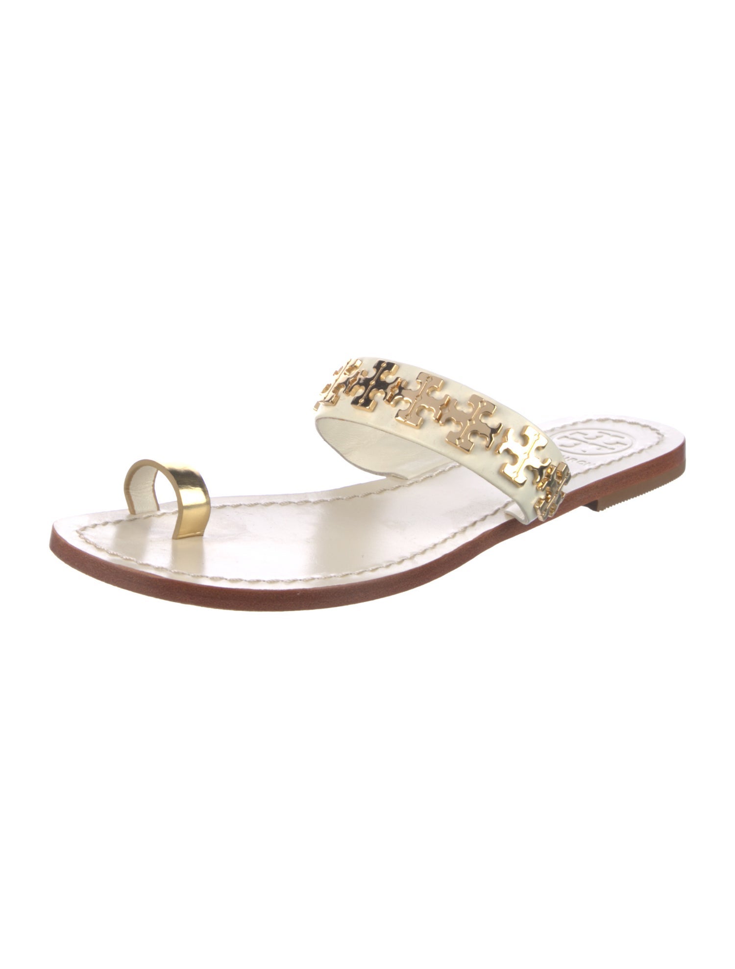 Tory Burch Signature Logo Leather Slides