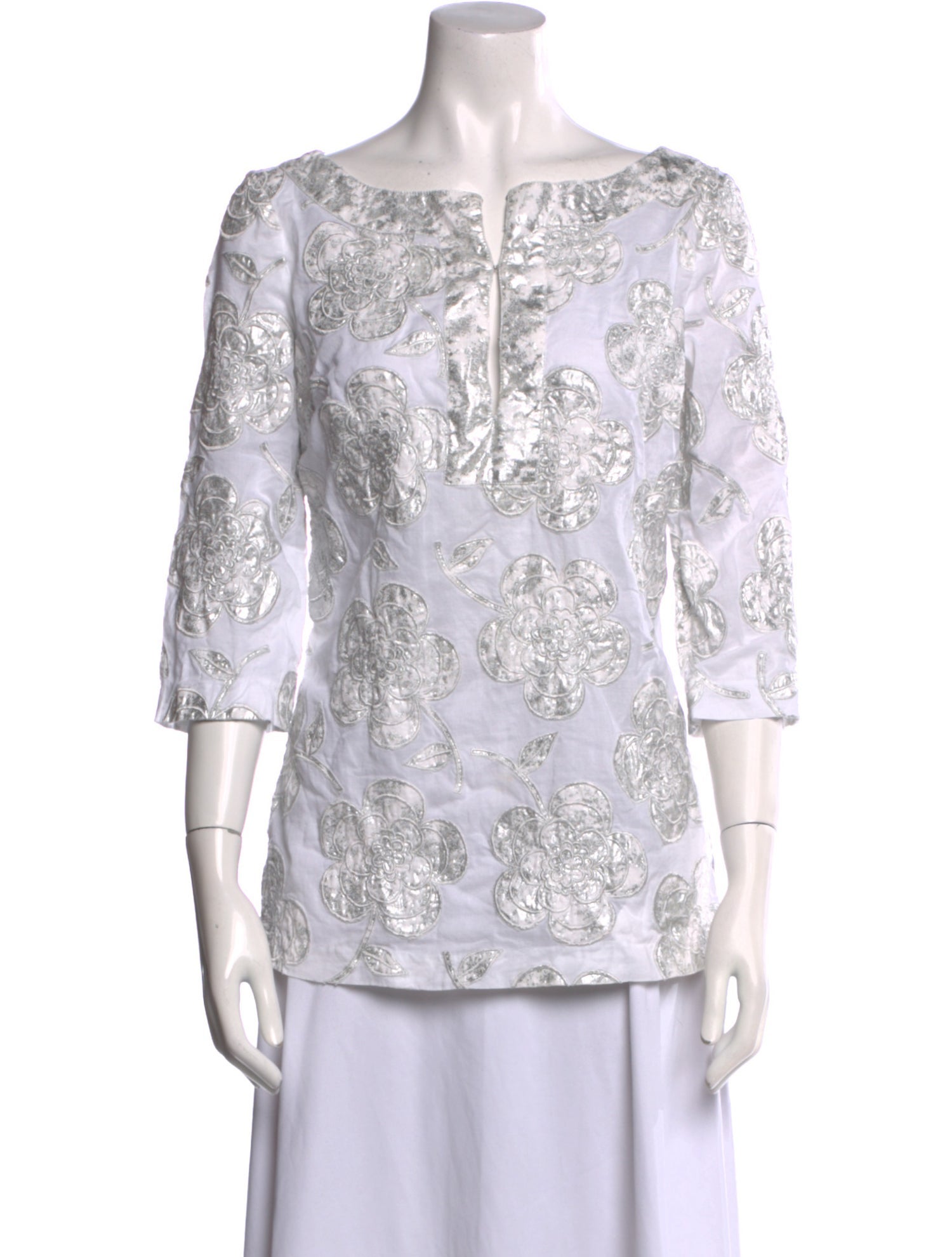 Tory Burch Floral Print Scoop Neck Top