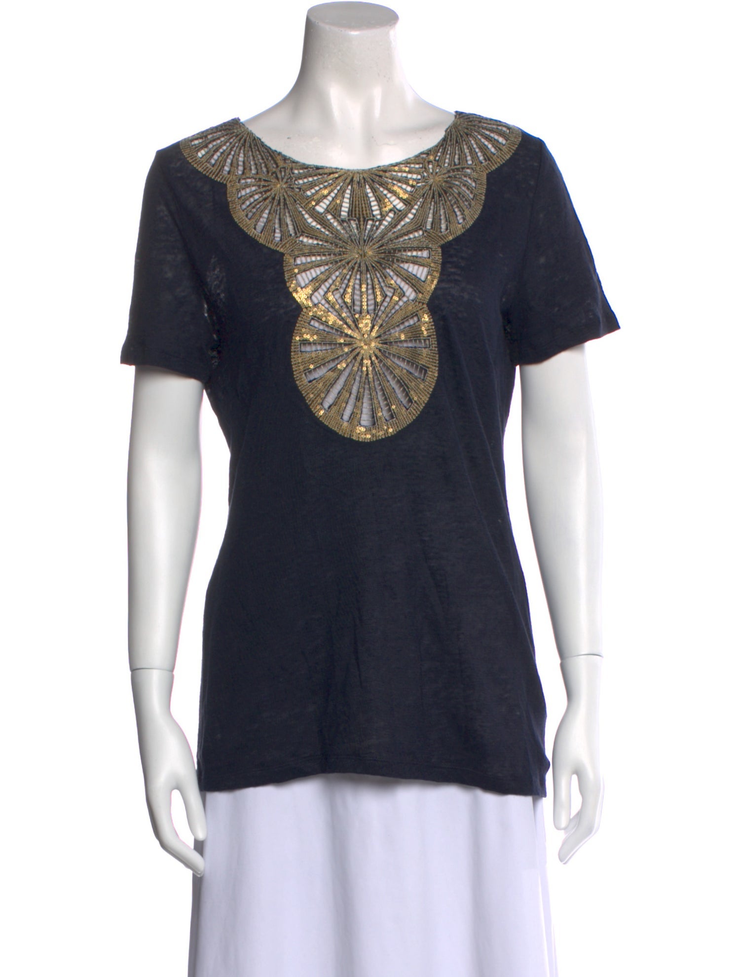 Tory Burch Linen Graphic Print T-Shirt