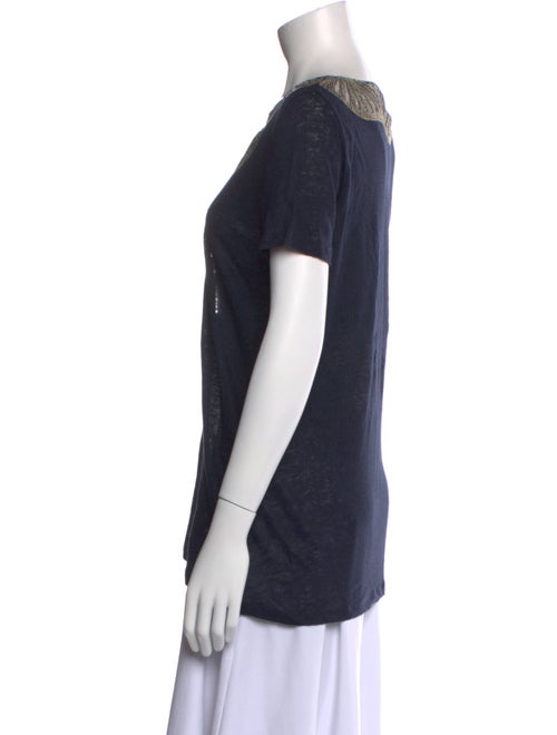 Tory Burch Linen Graphic Print T-Shirt