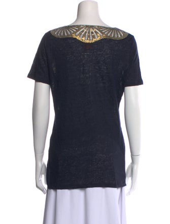 Tory Burch Linen Graphic Print T-Shirt