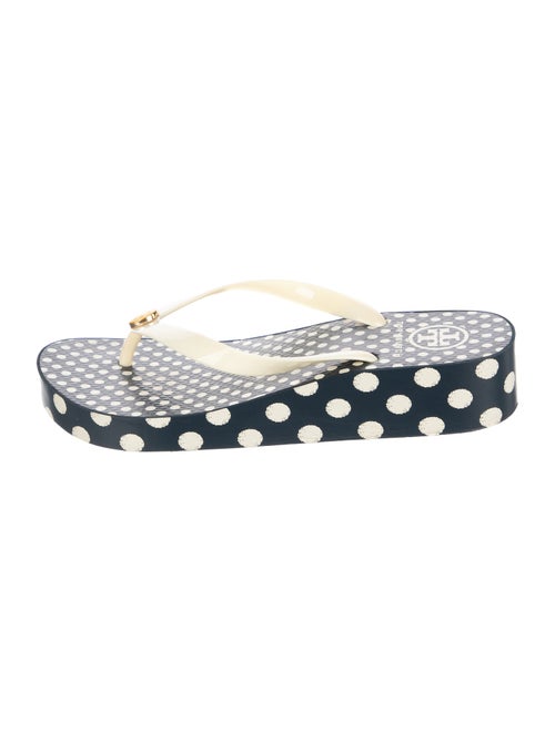 Tory Burch Patent Leather Polka Dot Print Flip Flops