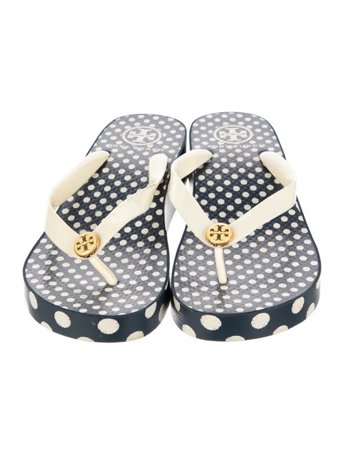 Tory Burch Patent Leather Polka Dot Print Flip Flops