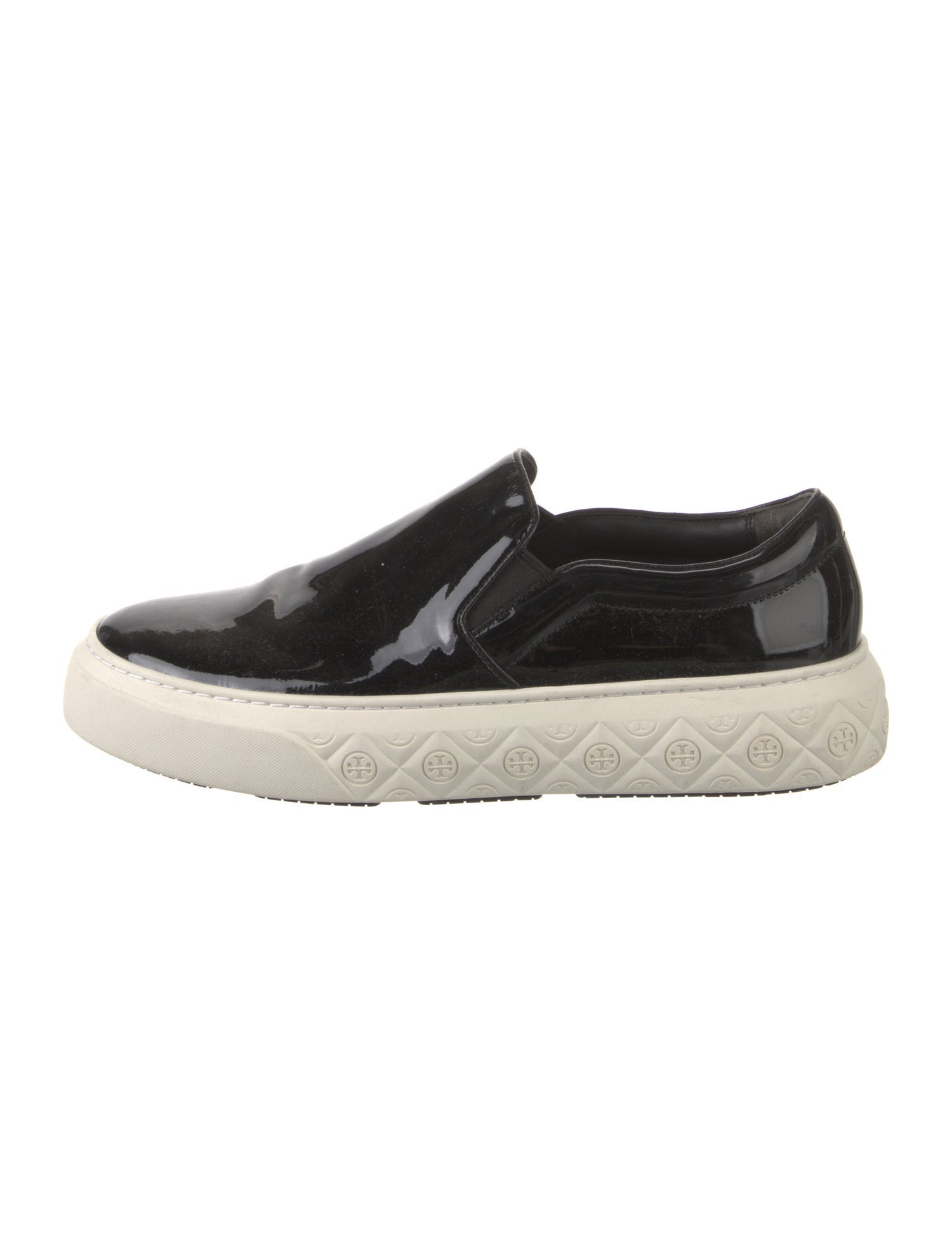 Tory Burch Patent Leather Colorblock Pattern Sneakers