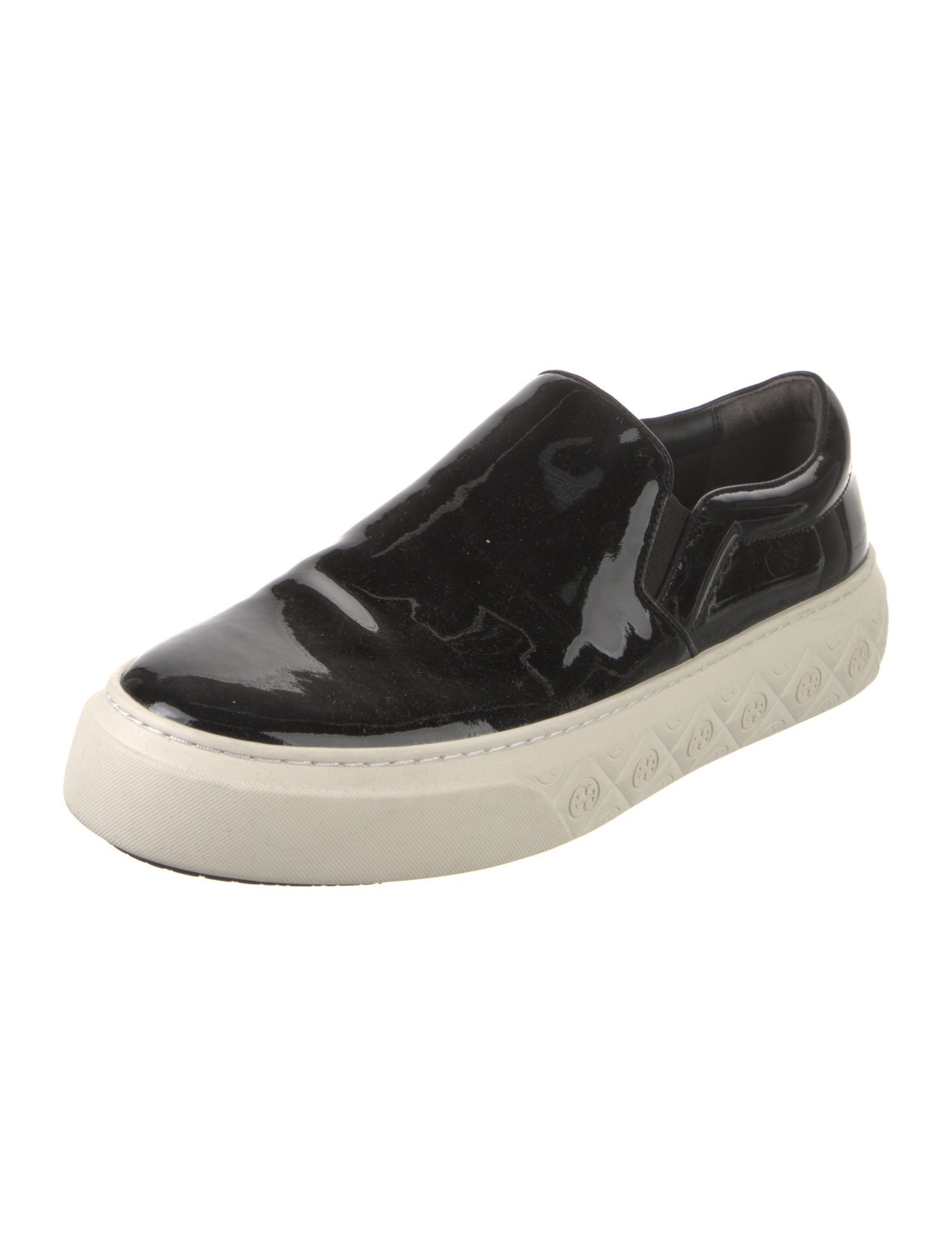 Tory Burch Patent Leather Colorblock Pattern Sneakers