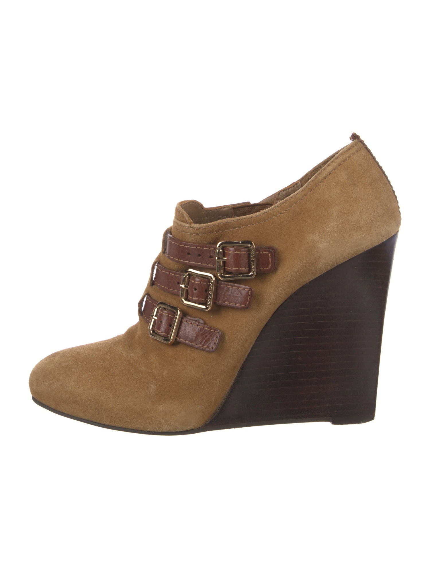 Tory Burch Suede Colorblock Pattern Lace-Up Boots