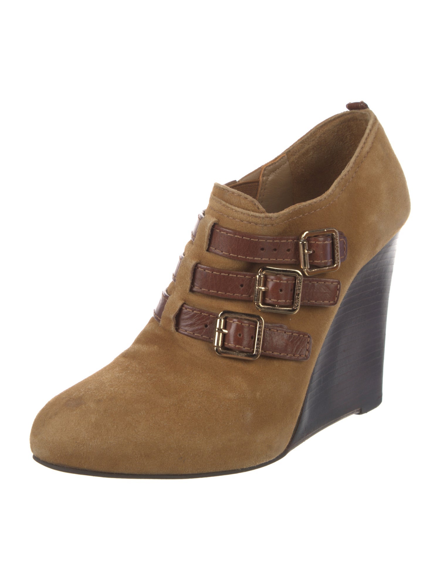 Tory Burch Suede Colorblock Pattern Lace-Up Boots