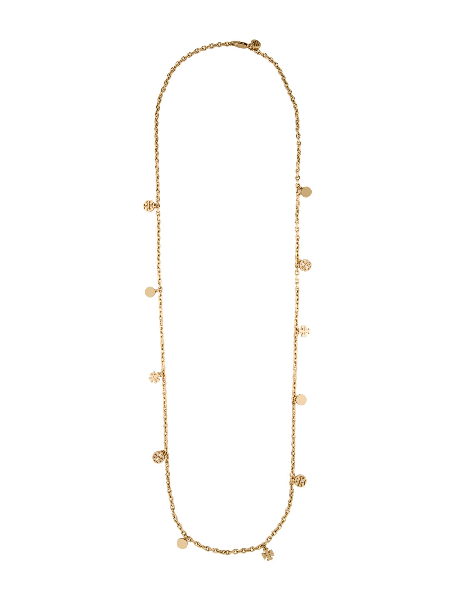 Tory Burch Logo Rosary Station Necklace