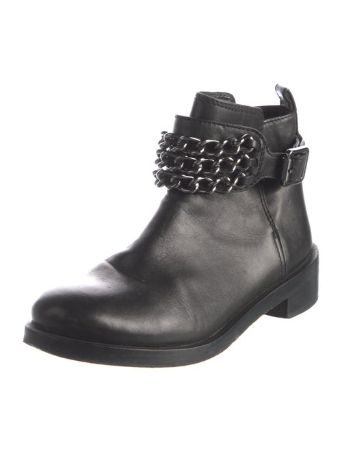 Tory Burch Leather Chain-Link Accents Combat Boots