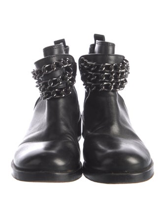 Tory Burch Leather Chain-Link Accents Combat Boots