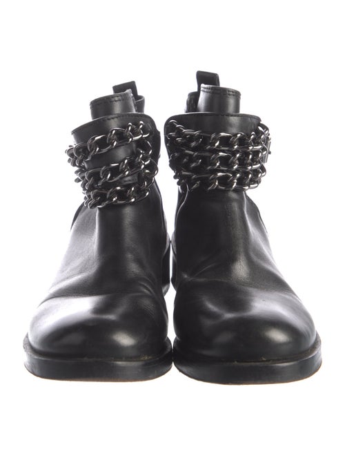 Tory Burch Leather Chain-Link Accents Combat Boots