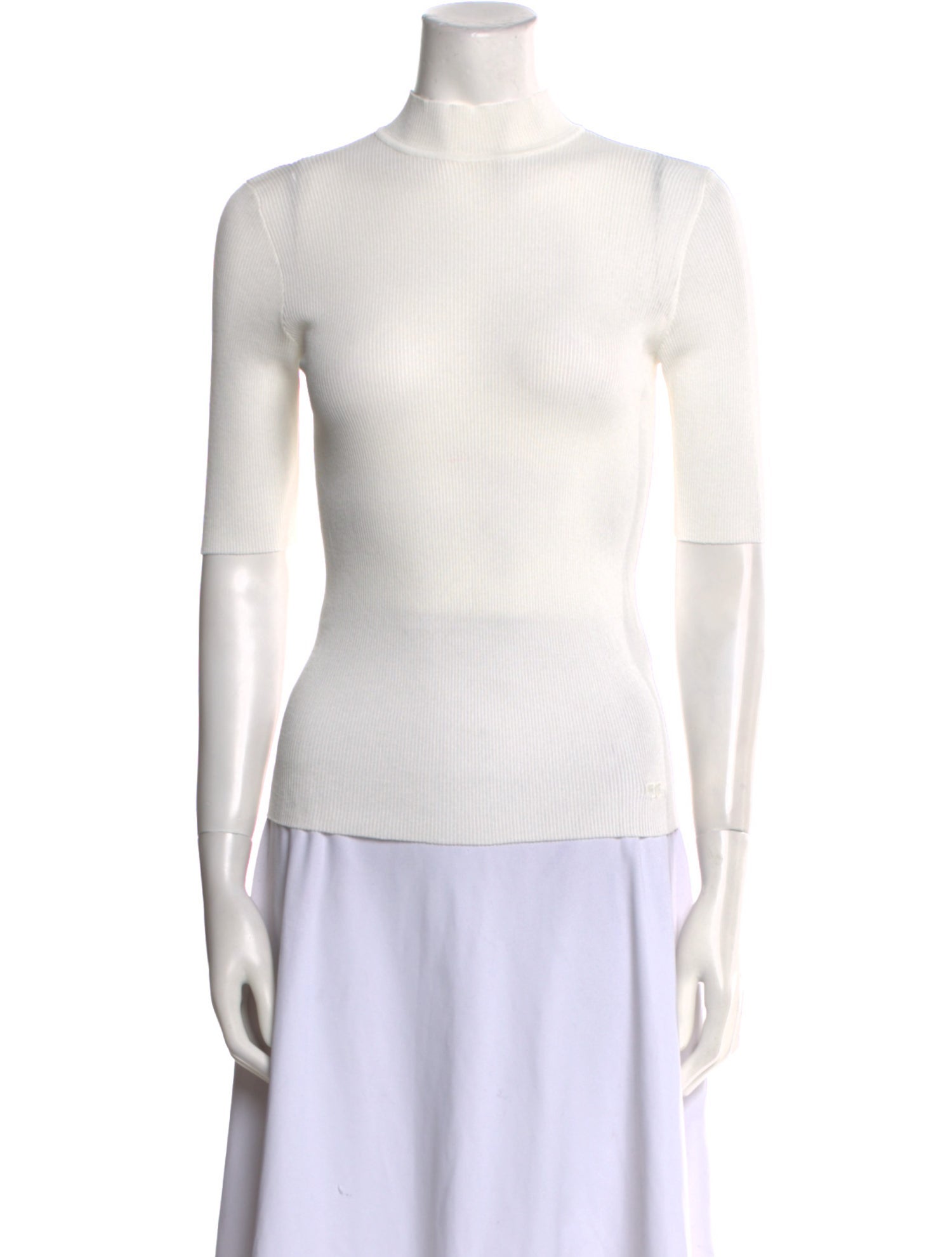 Tory Burch Mock Neck Short Sleeve Top