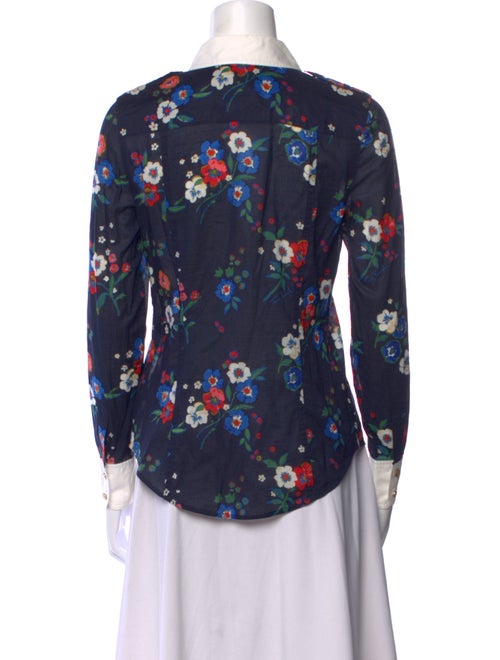 Tory Burch Floral Print Long Sleeve Button-Up Top
