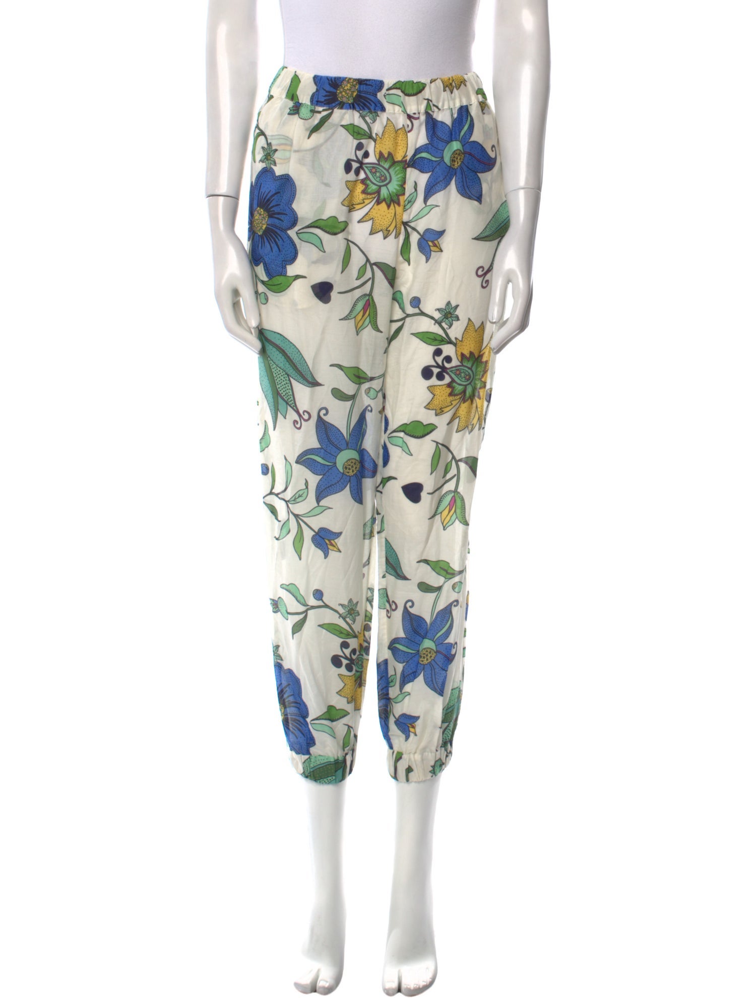 Tory Burch Floral Print Skinny Leg Pants