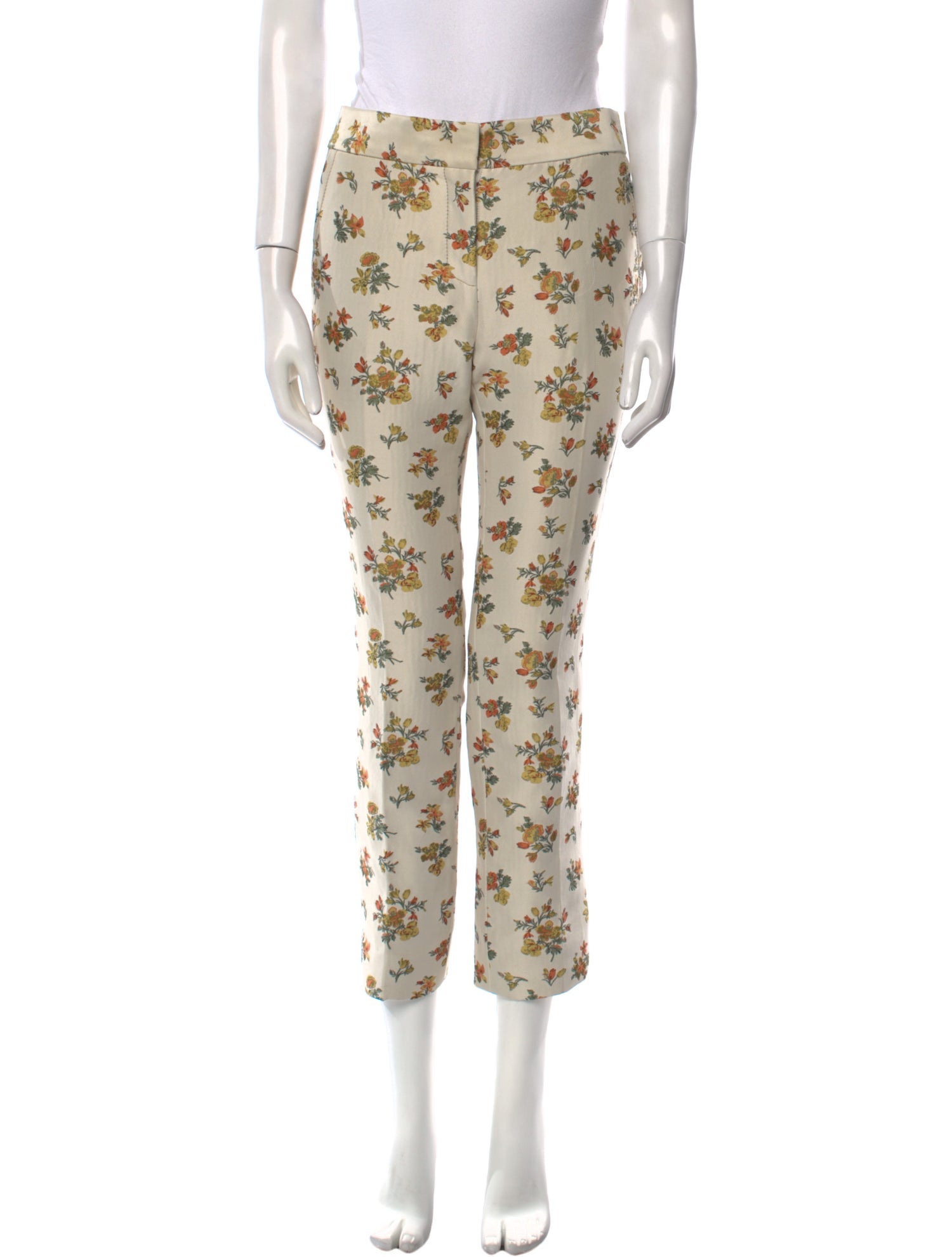 Tory Burch Floral Print Straight Leg Pants