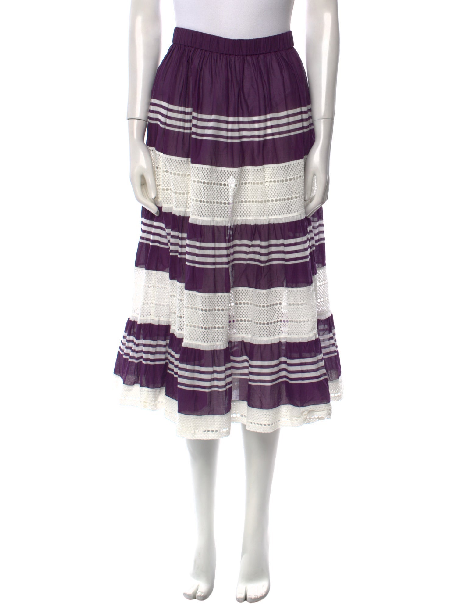 Tory Burch Striped Midi Length Skirt