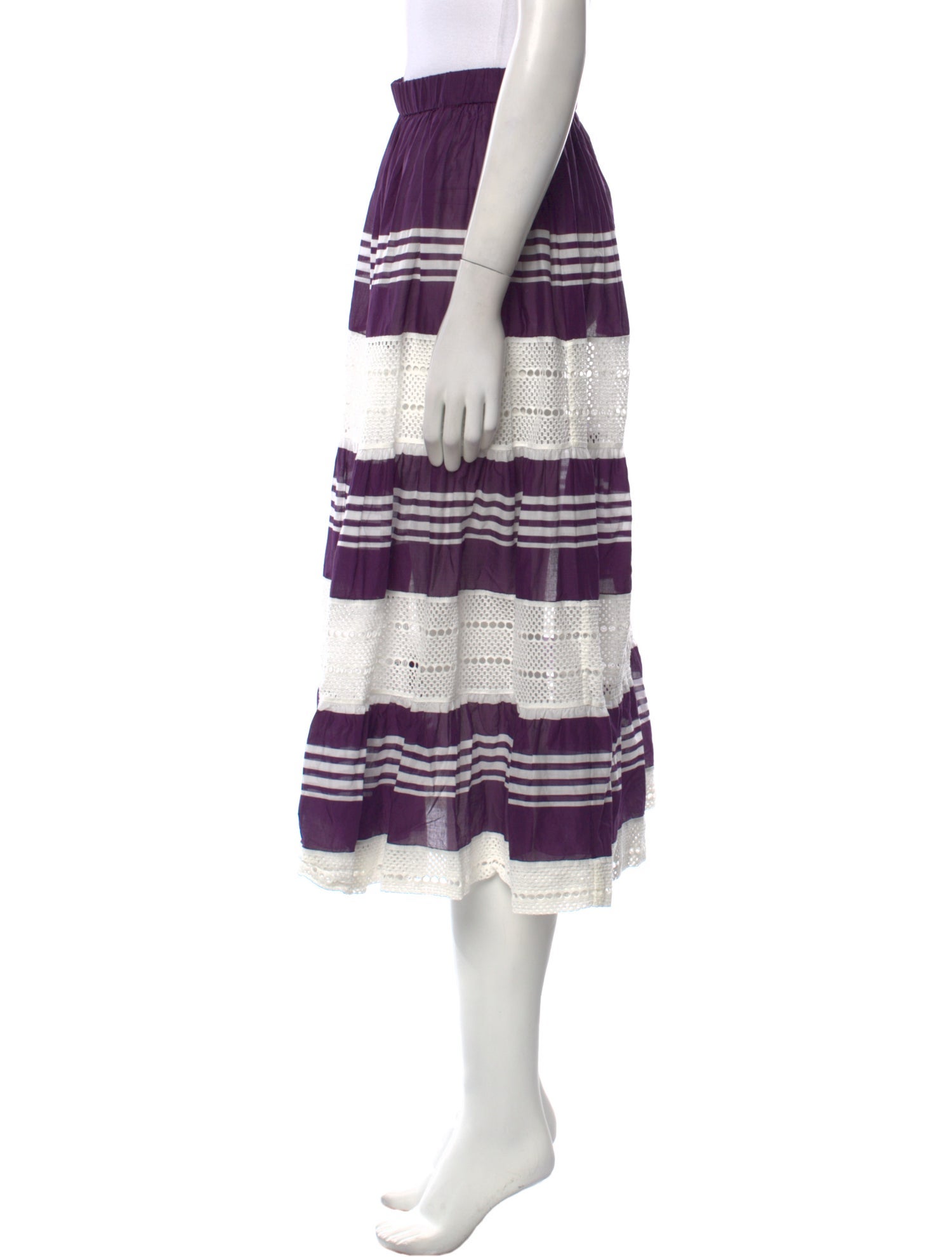 Tory Burch Striped Midi Length Skirt