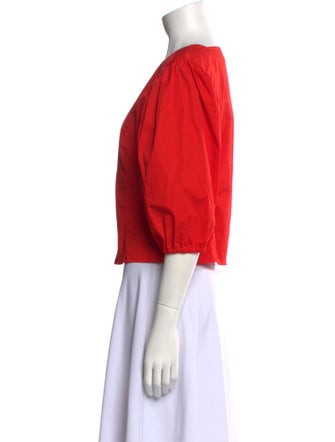 Tory Burch V-Neck Three-Quarter Sleeve Button-Up Top