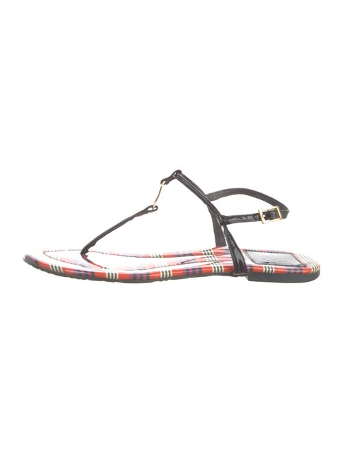 Tory Burch Patent Leather Printed T-Strap Sandals