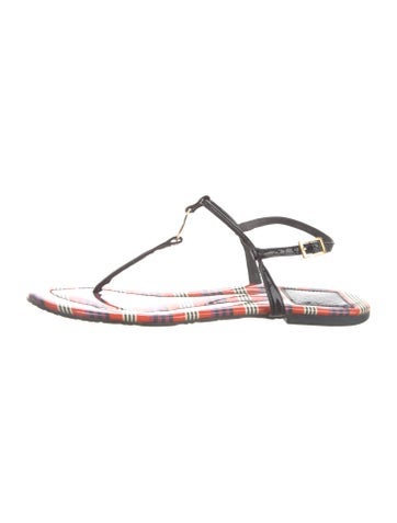 Tory Burch Sandals Patent Leather Printed T-Strap 6
