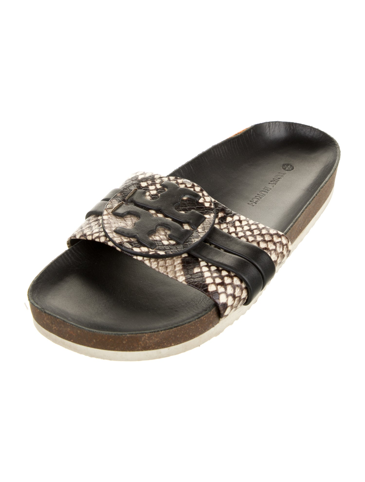 Tory Burch Leather Animal Print Slides