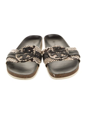 Tory Burch Leather Animal Print Slides