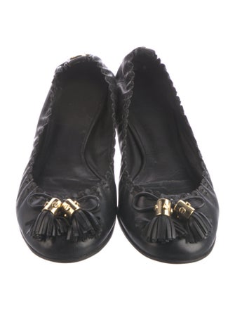 Tory Burch Leather Tassel Accents Ballet Flats