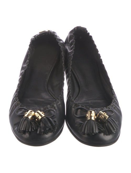 Tory Burch Leather Tassel Accents Ballet Flats