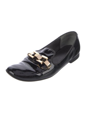 Tory Burch Patent Leather Bow Accents Loafers