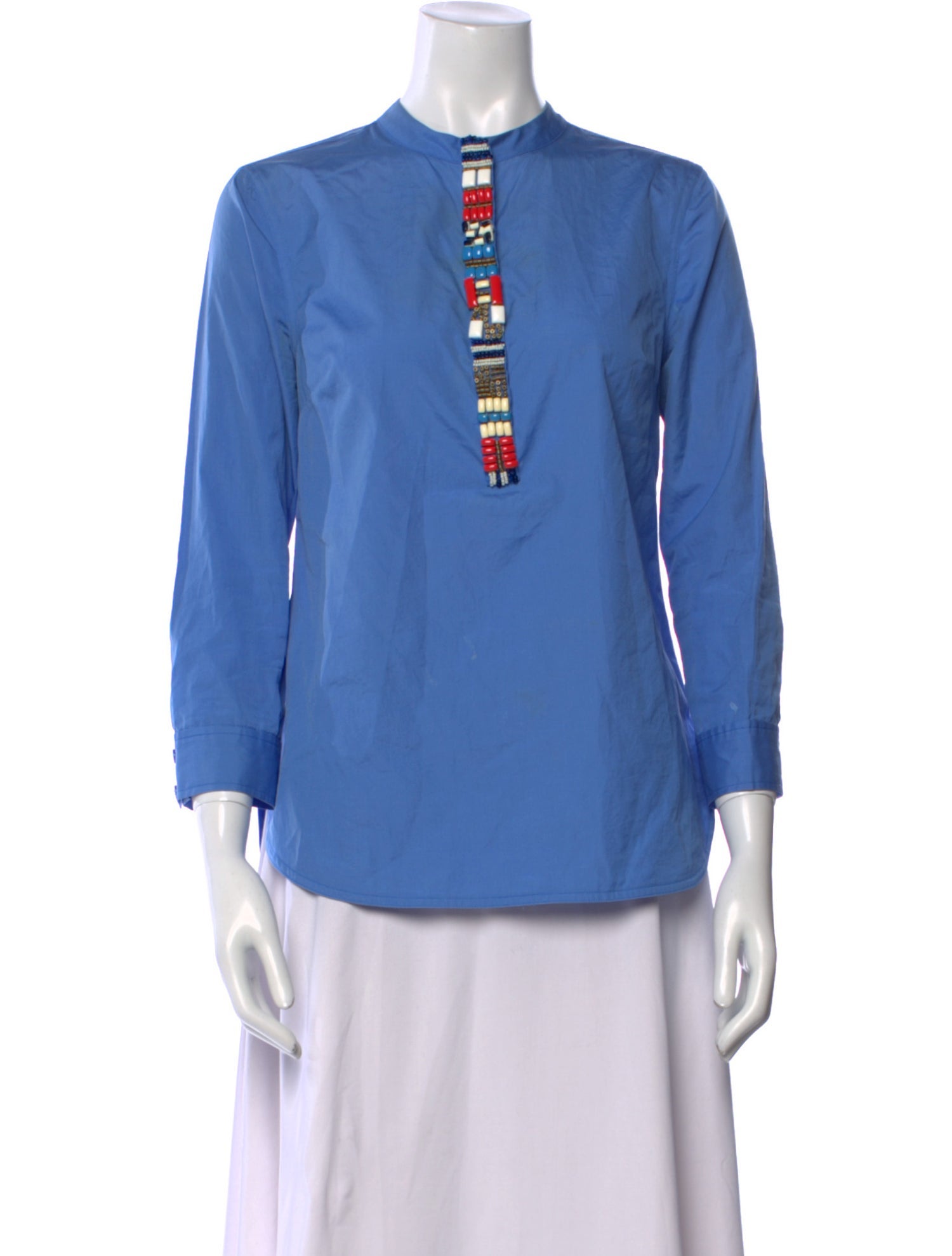 Tory Burch Mock Neck Three-Quarter Sleeve Blouse