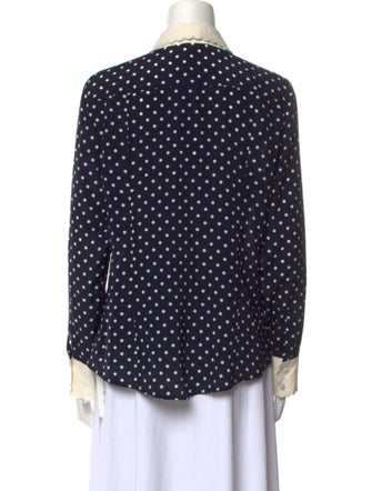 Tory Burch Silk Polka Dot Print Button-Up Top