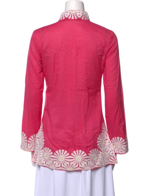 Tory Burch Floral Print Mock Neck Blouse