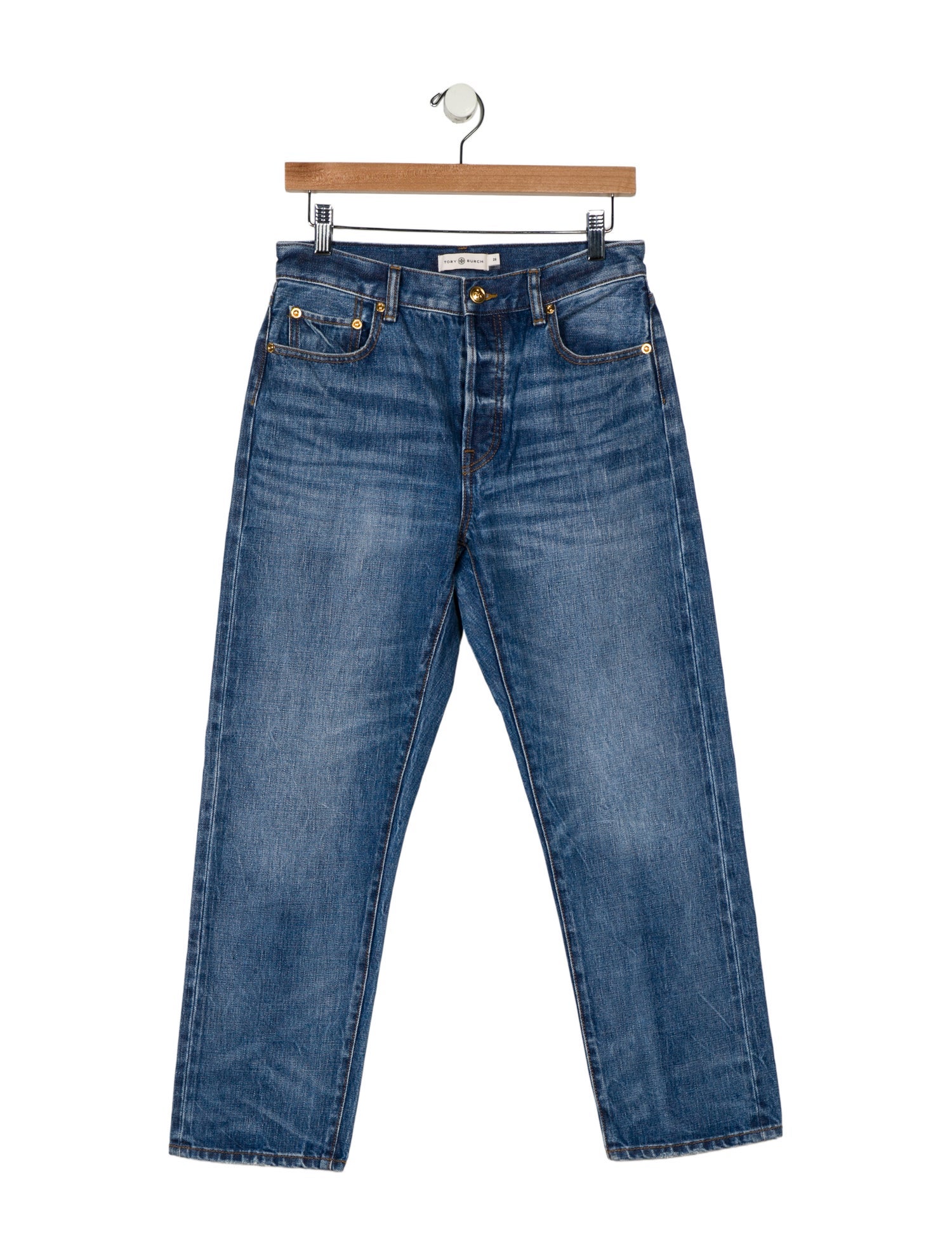 Tory Burch Mid-Rise Straight Leg Jeans