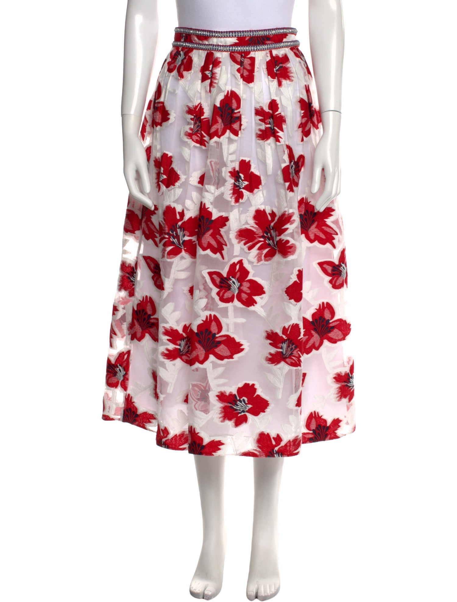 Tory Burch Floral Print Midi Length Skirt