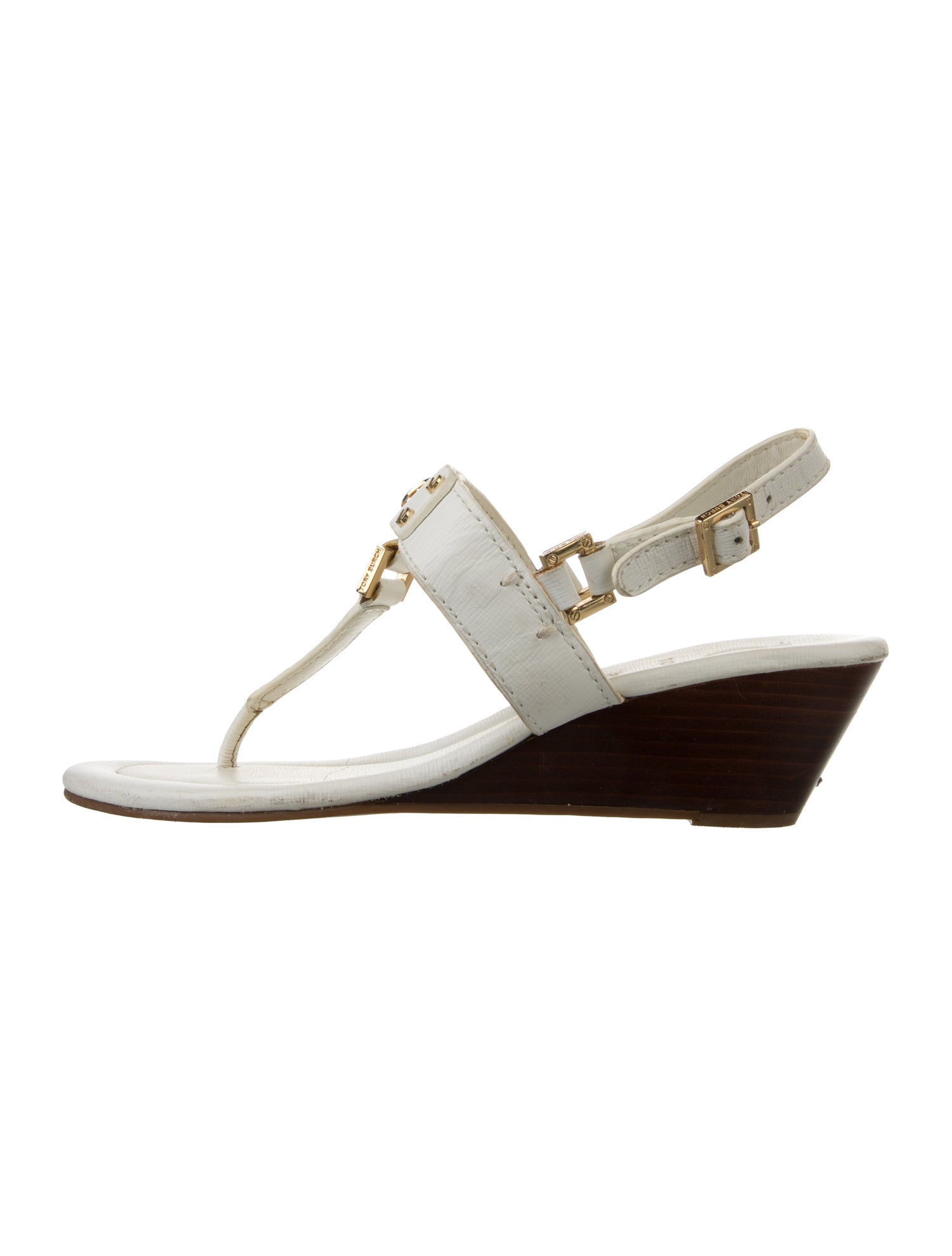 Tory Burch Leather Cutout Accent T-Strap Sandals