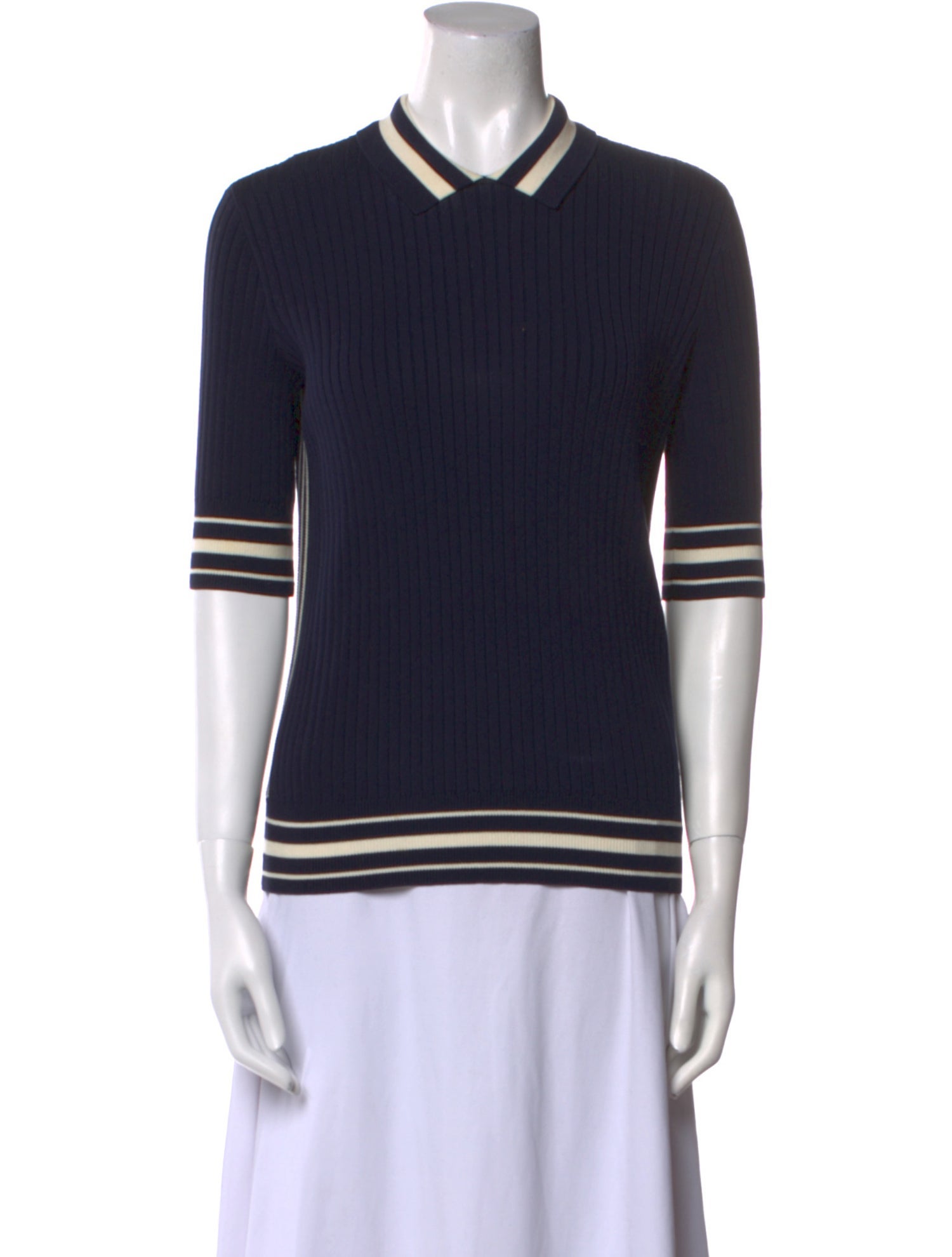 Tory Burch Striped V-Neck Sweater