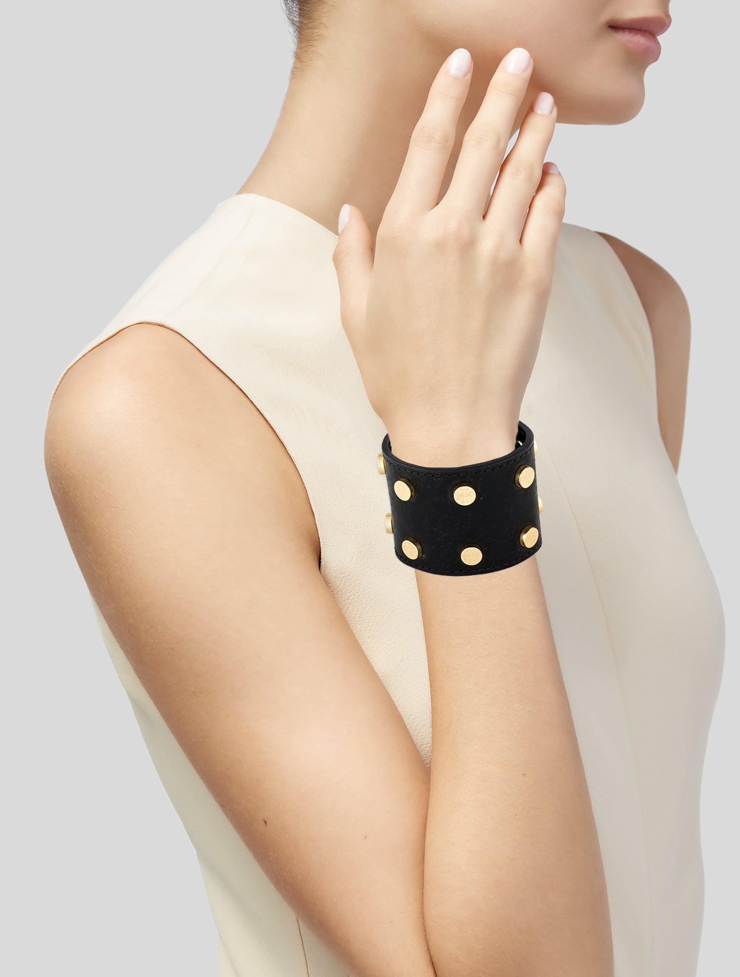 Tory Burch Wide Studded Logo Bracelet