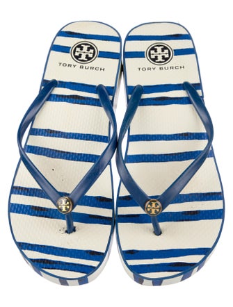 Tory Burch Rubber Striped Flip Flops